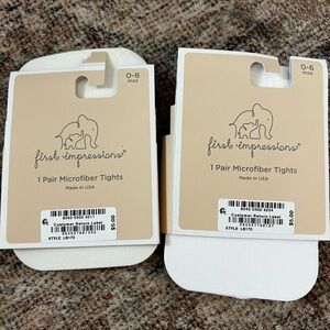 4/$20 First Impressions White & Ivory Microfiber Tights Bundle 0-6 Months